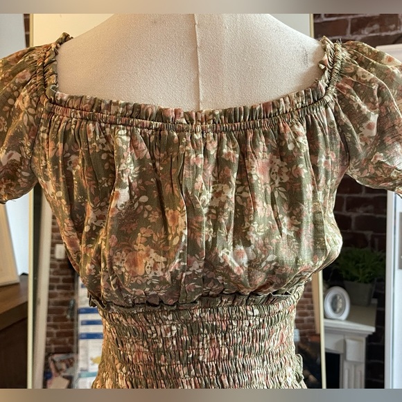 Short Puff Sleeve Fall Midi Dress -Sz XS - Picture 5 of 6